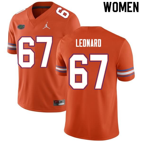 NCAA Florida Gators Richie Leonard Women's #67 Nike Orange Stitched Authentic College Football Jersey EIN8364KT